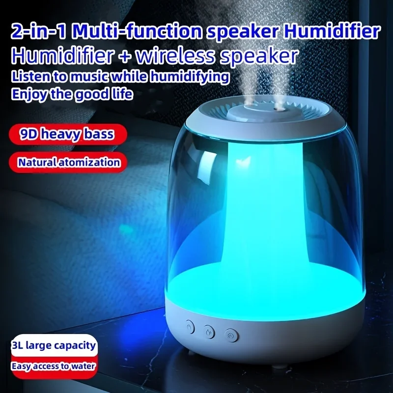 

2-in-1 Multi- 101.44oz Air Humidifier, Living Room Essential Oil Diffuser, Cold Mist Machine Integrated Speaker 9D Heavy Bass