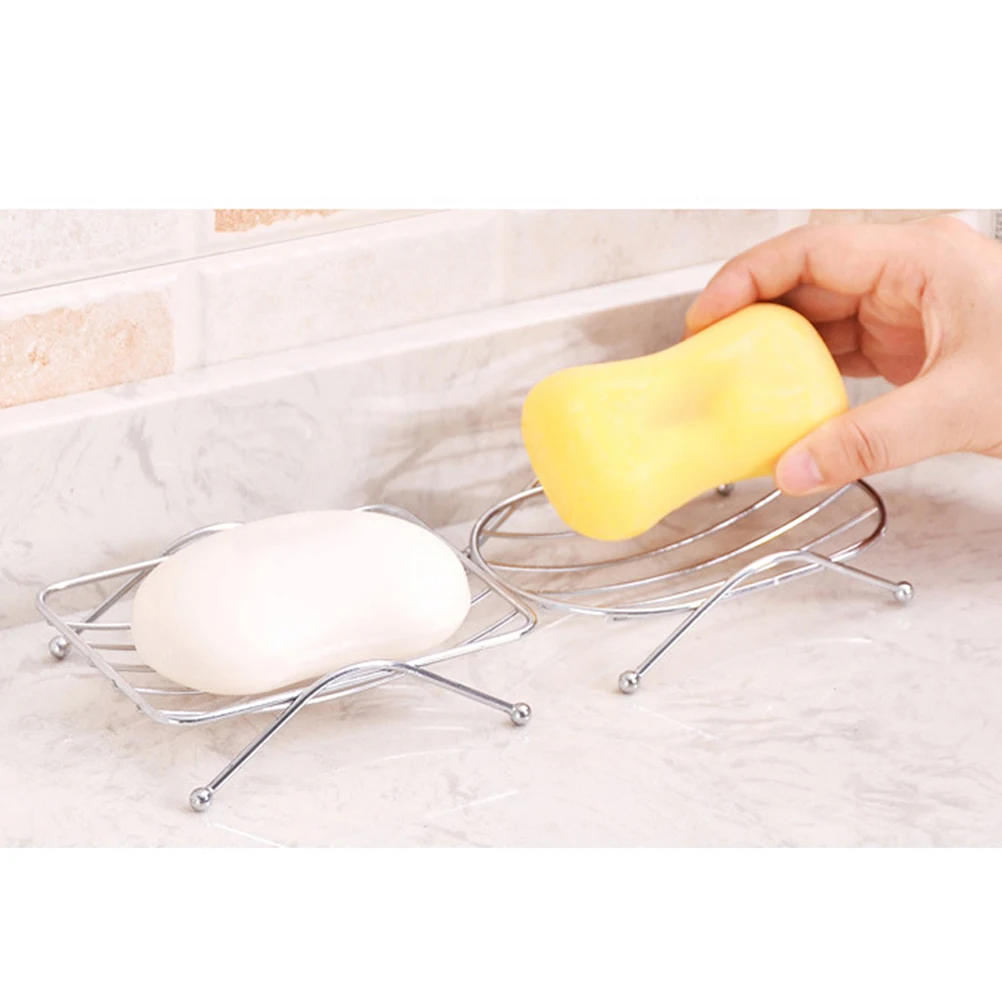 

1Pcs Square Stainless Steel Soap Tray Wall Holder Bathroom Kitchen Sponge Organizer No Drilling Easy Install Design