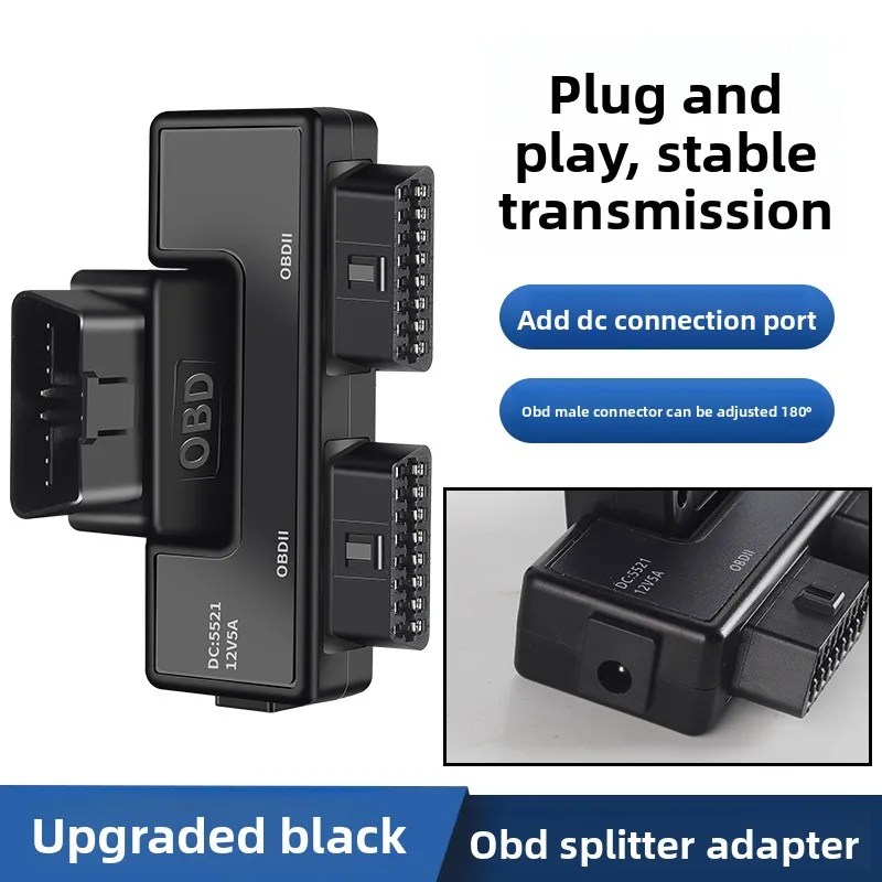 1PCS OBD2 One Divided Into Two Adaptor Wire 16 Pin 16 Core OBD Expansion Cable Connector Adapter Cable Universal with Dc5521