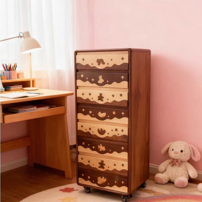 All-Solid Wood Cute Bear Chest Dental Cabinet Bedroom Mobile Sideboard