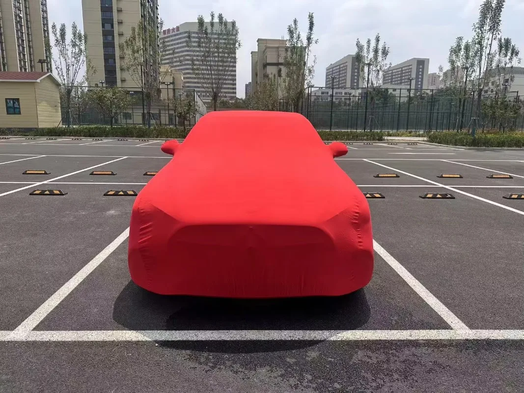 Custom Logo High Stretch Indoor Car Cover Premium Soft Velvet UV IR Protection 4 Mil Thick Scratch Resistant Textured