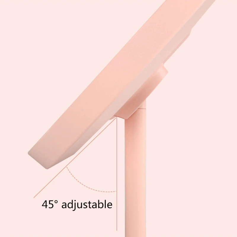 D0AB Настольное зеркало для макияжа со светодиодной подсветкой и крючками на базе USB Перезаряжаемая портативная лампа с зеркало