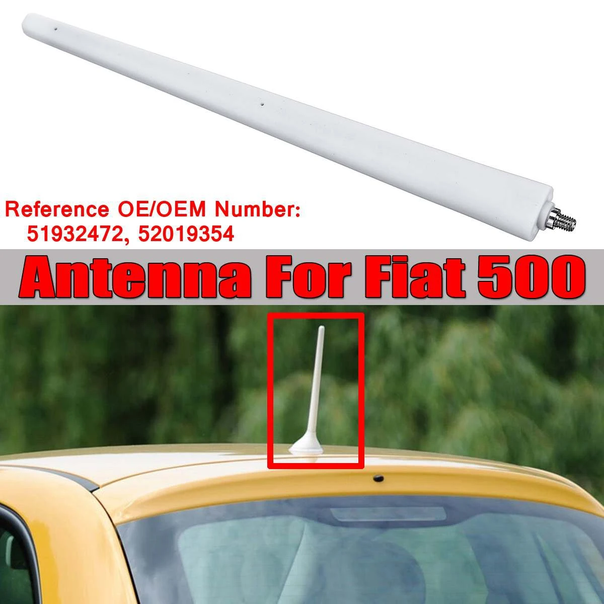 White Short Car Radio Aerials Antenna Aerial Mast Antenna for Fiat 500 51910790 52019353