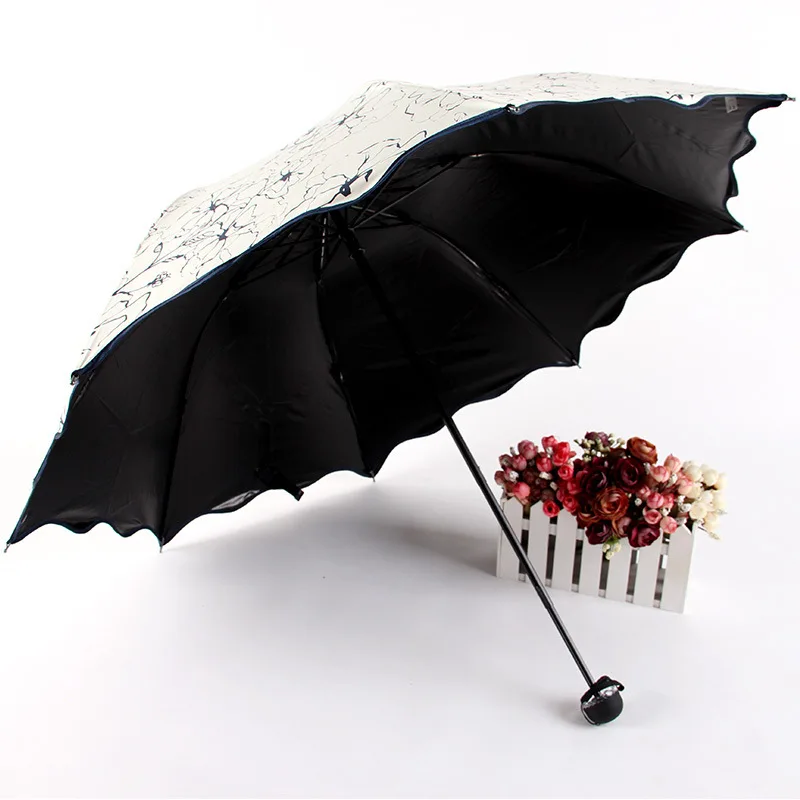 Folding Umbrella UV Protection Parasol Windproof Rain Ladies Princess Umbrella Sun Umbrella Ultra Light Foldable Parasol