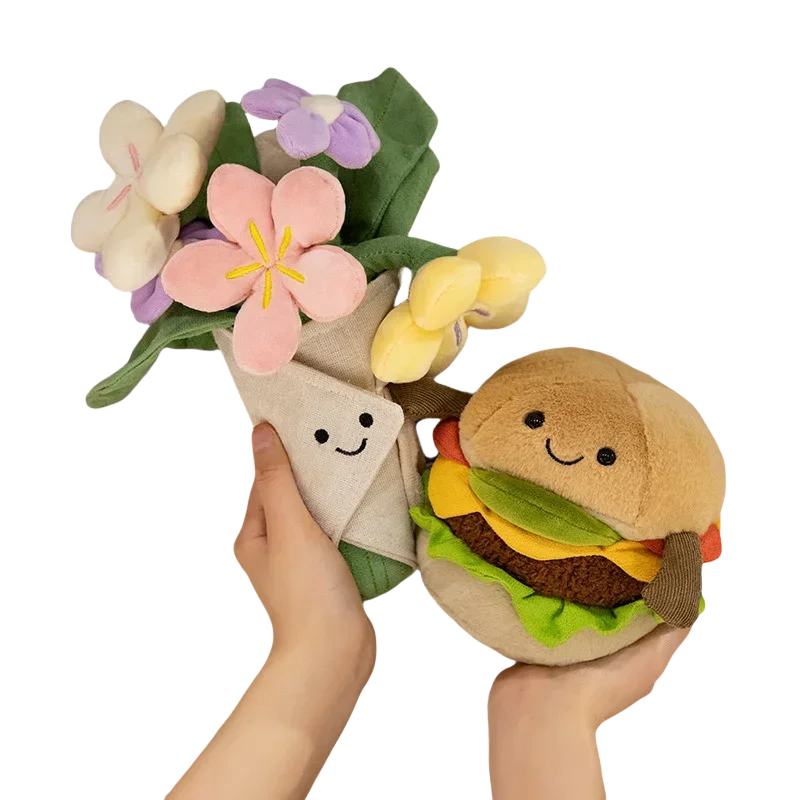 

Hamburger Sandwich Plushies Stuffed Plant Bouquet Flower Cuddly Plush Toy Originality Furniture Ornaments Kid Birthday Xmas Gift
