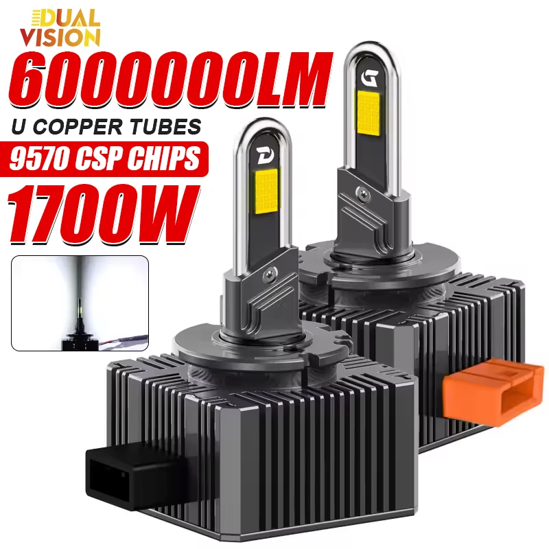 

D1S D1R LED Headlights HID D3S D3R Xenon HID 1700W D2S D4S D5S Turbo LED Double U copper tube 9570 CSP 6500K Plug&Play Car Lamp
