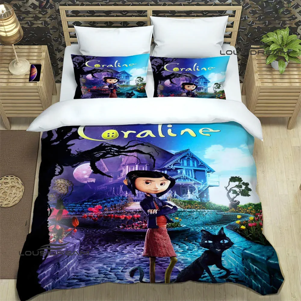 Imagem -06 - C-coraline Desenhos Animados Impressão Conjuntos de Cama Requintado Cama Suprimentos Capa de Edredão Consolador de Luxo Presente de Aniversário