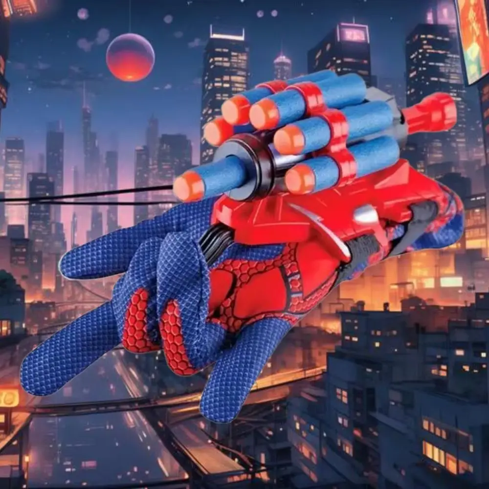 Anime Spider Web Figure Toy with Cosplay Glove Launcher Set Hero Wrist Toy for Kids Funny Children's Gift Plastic
