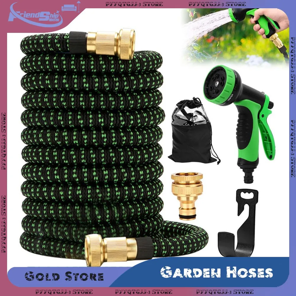 

Садовые шланги Телескопический водяной шланг 50 футов/100 футов с герметичными твердыми латунными фитингами Усиленная ткань Очистка на открытом воздухе Полив