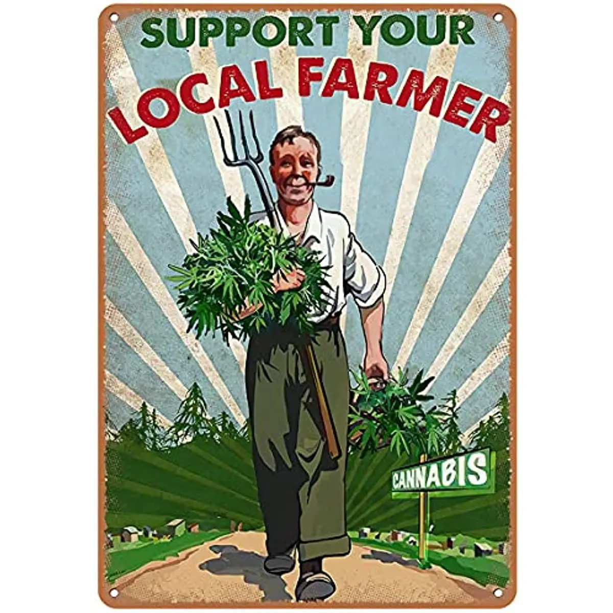 Retro Weed Poster Metal Tin Sign Support Your Local Farmer Vintage Plaque Wall Decor Gift For Bathroom Farm Cafe School