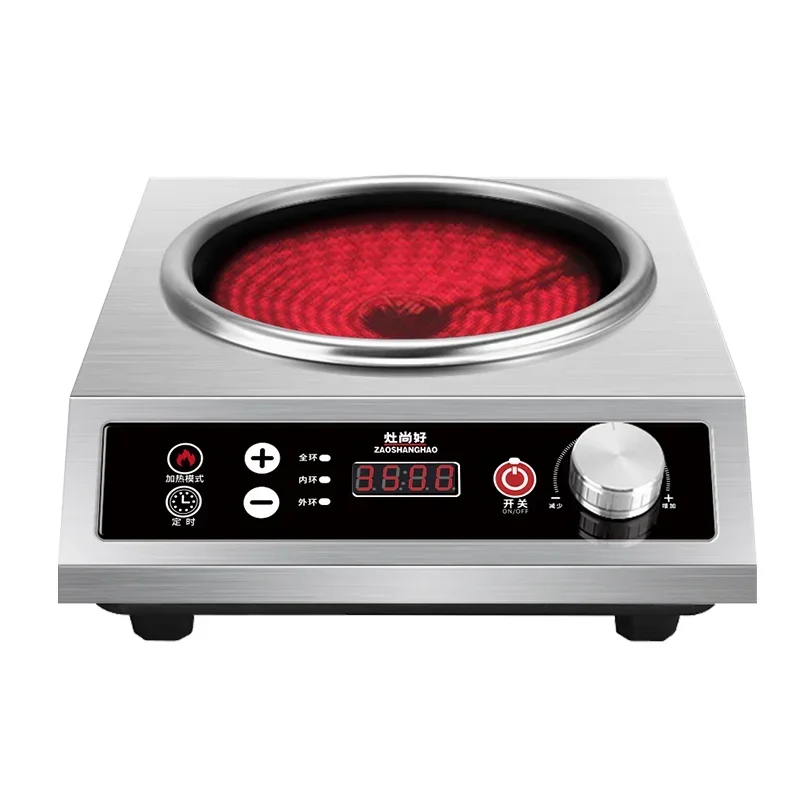 ブラッククリスタルパネル電磁炉,高出力,商用,時限,凹面付き,電気セラミック,3500w