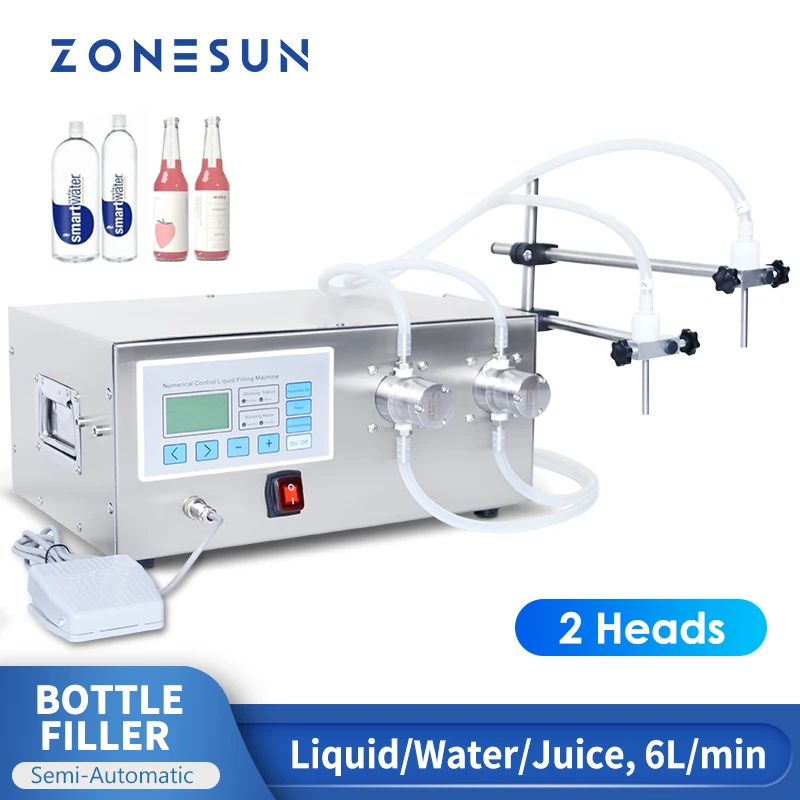 

ZONESUN ZS-MPZ2 Semi Auto Magnetic Pump Filling Machine Liquid Water Juice Drinks Olive Oil Filler Small Business Production