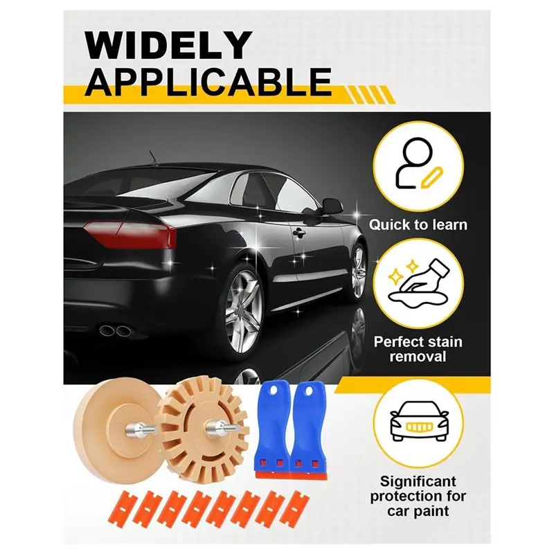【ELECTRONIC-ACCESSORIES】Automotive Decal Eraser Wheel Kit Vinyl Sticker Remover With Scraper Tool For Cars, Rvs