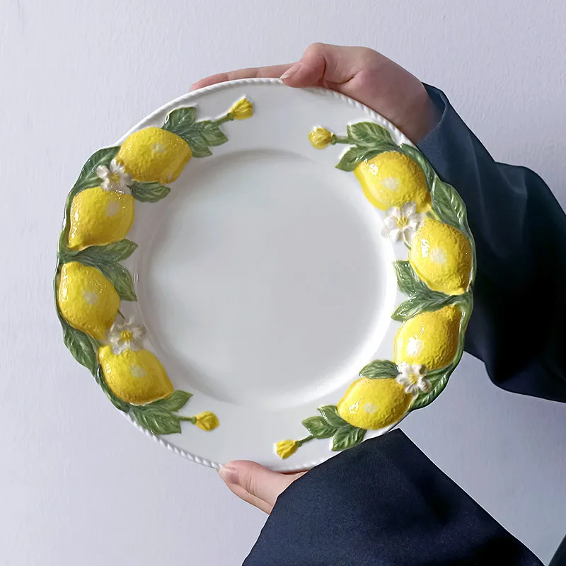 Creative Lemon Ceramic Home Dish Plate Kitchen Dining Table Hotel Dessert Plate Fish Plate Crafts Home Decoration Accessories