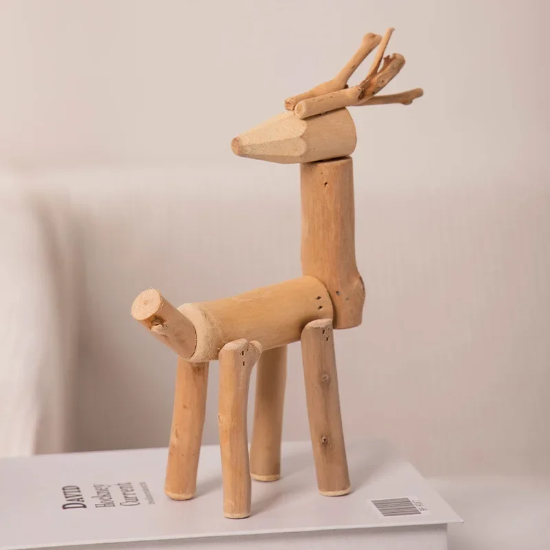 Handmade wooden deer ornaments, home decorations, wine cabinets, TV cabinets, crafts, creative gifts