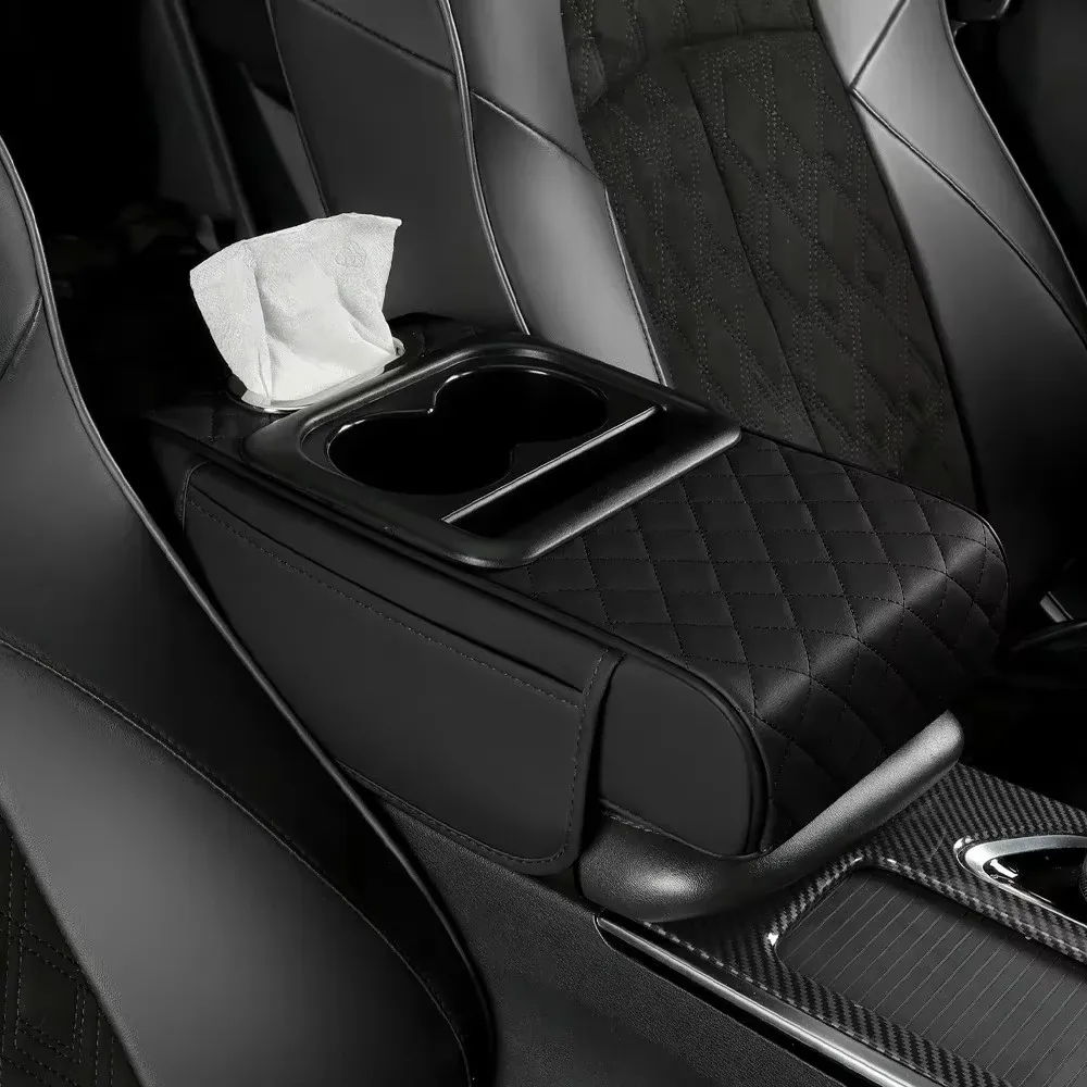 Poduszka na podłokietnik konsoli środkowej samochodu, pogrubiona podkładka na podłokietnik, boczna poduszka rozszerzająca z uchwytem na kubek, organizer na chusteczki i torba.