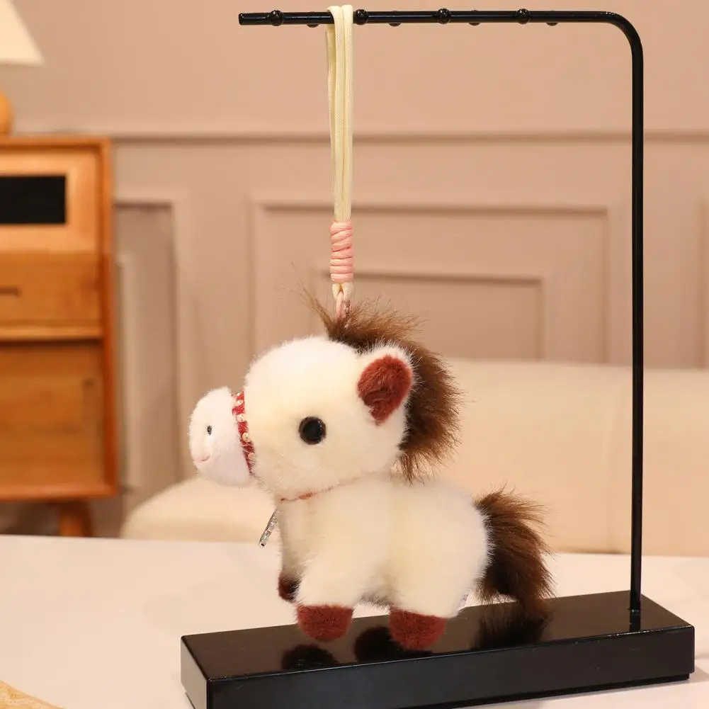 Chinese Zodiac Jewelry Zodiac Lucky Horse Plush Keychain Pendant Set Year of Horse 2026 Birthday Xmas Gift Soft Stuffed for Home