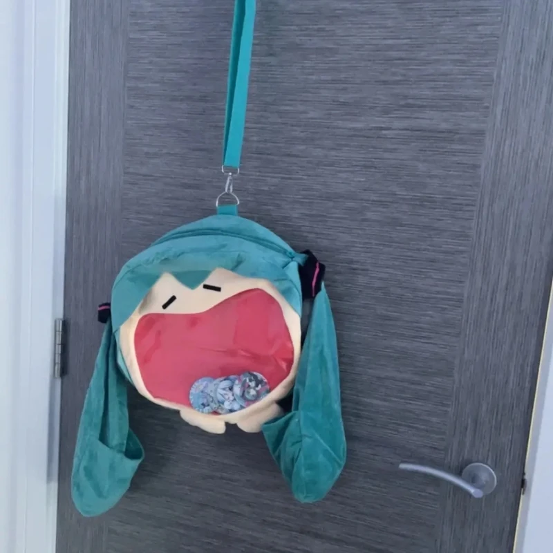 New Hatsune Miku Shoulder Bag Backpack Cute Anime Girl Plush Cartoon Kawaii Knapsack Student Bag Packet Kids Gifts Toys