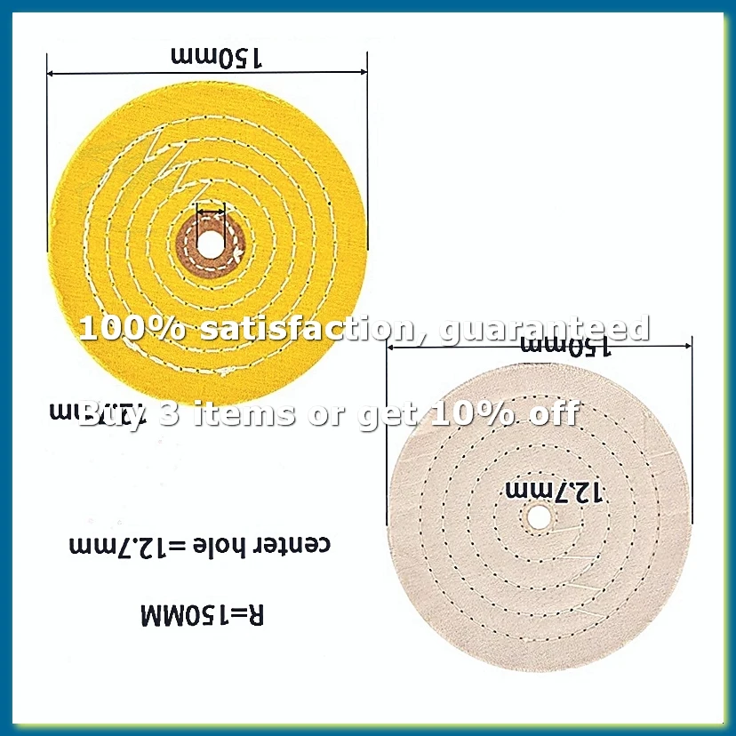 2Pcs Polishing Discs Polishing Wheel Kit 150mm Polishing Wheel Set for Table Buffer Polisher with 12.7mm Mandrel Hole-A62I