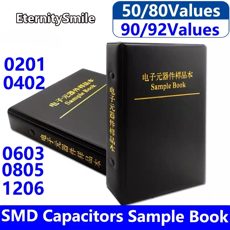 

80/90/92 Values Each 25/50pcs Capacitors Kit SMD Capacitor Sample Book 0201 0402 0603 0805 1206 Chip Assortment Pack