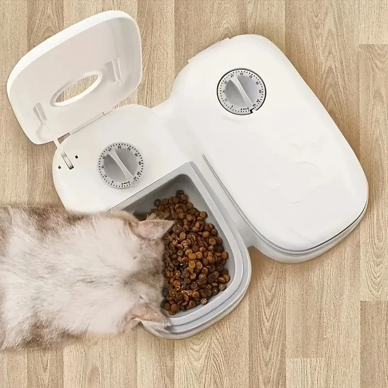 Pet dogs cats automatic feeder dry and wet food double meal separation regular quantitative meals healthy feeding