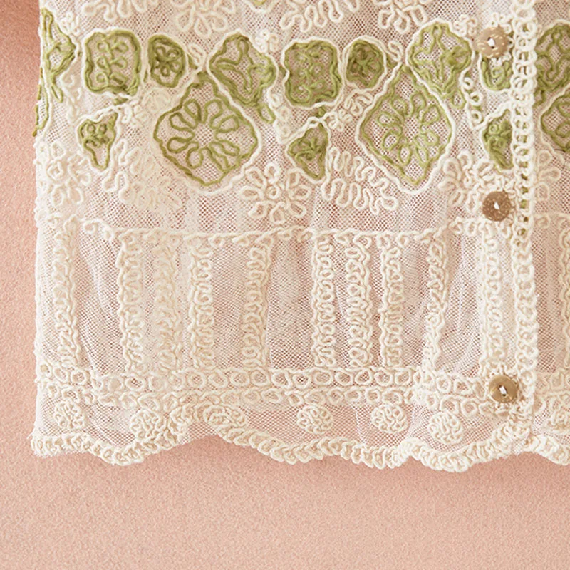 Boring Honey V-Neck Lace Summer Clothes For Women Single-Breasted Short Sleeves Women's T-Shirt Edible Tree Fungus Tops Women