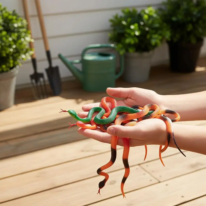 40cm Lifelike Rubber Simulation Snake Realistic Python Halloween Prank Prop Perfect for Garden Bird Scare Use