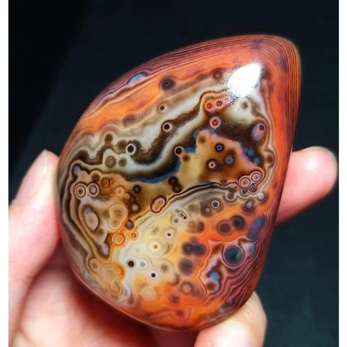 Large Artisan Stone Banded Agate Palm Stone, Polished Tumbled, Hand Selected, Rock Collection, Natural Stone, Crystal Collection