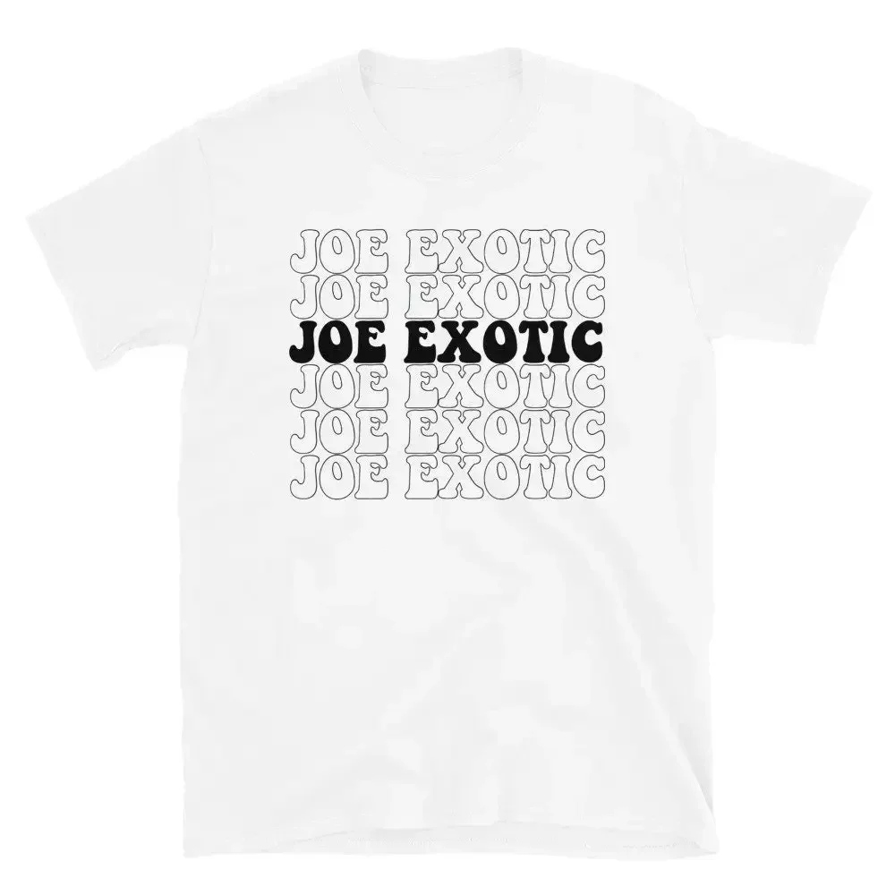 Umrissiges Joe Exotic T-Shirt mit wiederholendem Text, Tiger King Thank You Bag Design