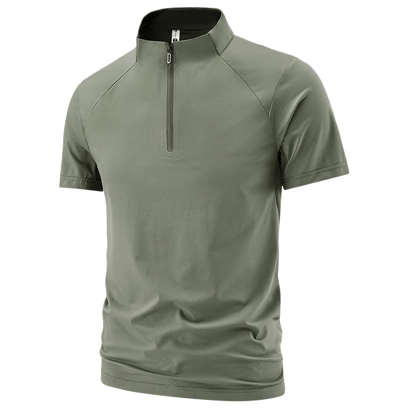 Men's Quick Dry T-shirt Men 1/4 Zipper Short Sleeve Shirts Casual Athletic T Shirt Tops Running Gym Golf T-shirts Plus Size 8XL