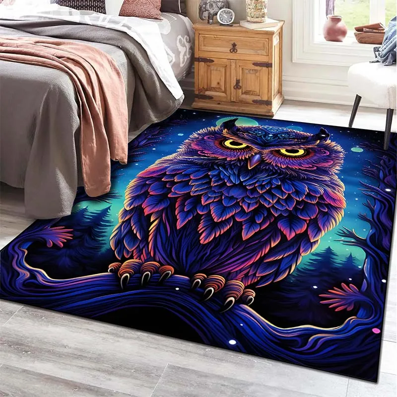 Owl Art Pattern Living Room Bedroom Carpet Bedside Bathroom Floor Mat 15Size Area Rug Cloakroom Home Decor Maison Table Sofa Mat