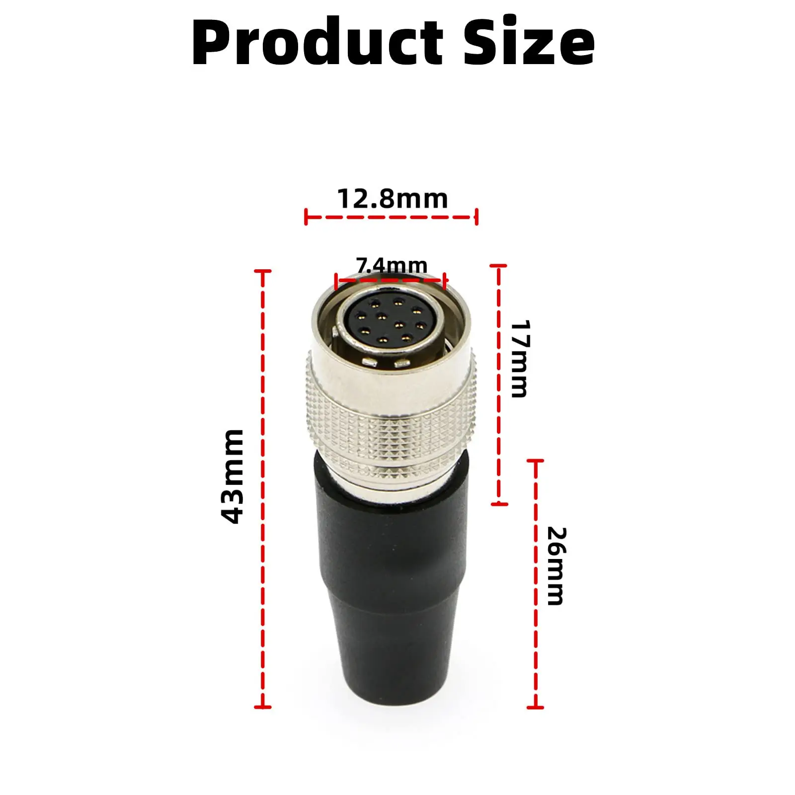 Alvins HR10A-10P-10S Compatible Hirose 10 Pin Female Connector for Sony RCP-D50| D51 Remote Panels Push-Pull Self-Locking