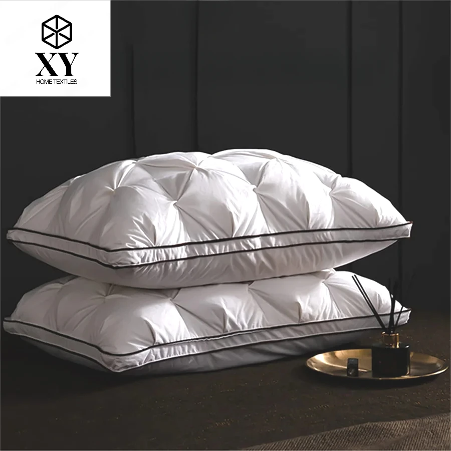 

Luxurious goose down pillow insert with gripper pleat design standard queen size super supportive 5 star hotel sleeping pillow