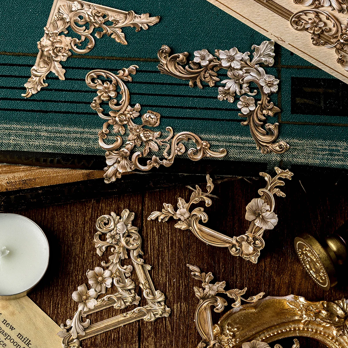 

Journamm 120pcs/6bags Flower Corner Stickers Paper Die-cutting Decoration for DIY Scrapbooking Journal Decor Collage Stickers