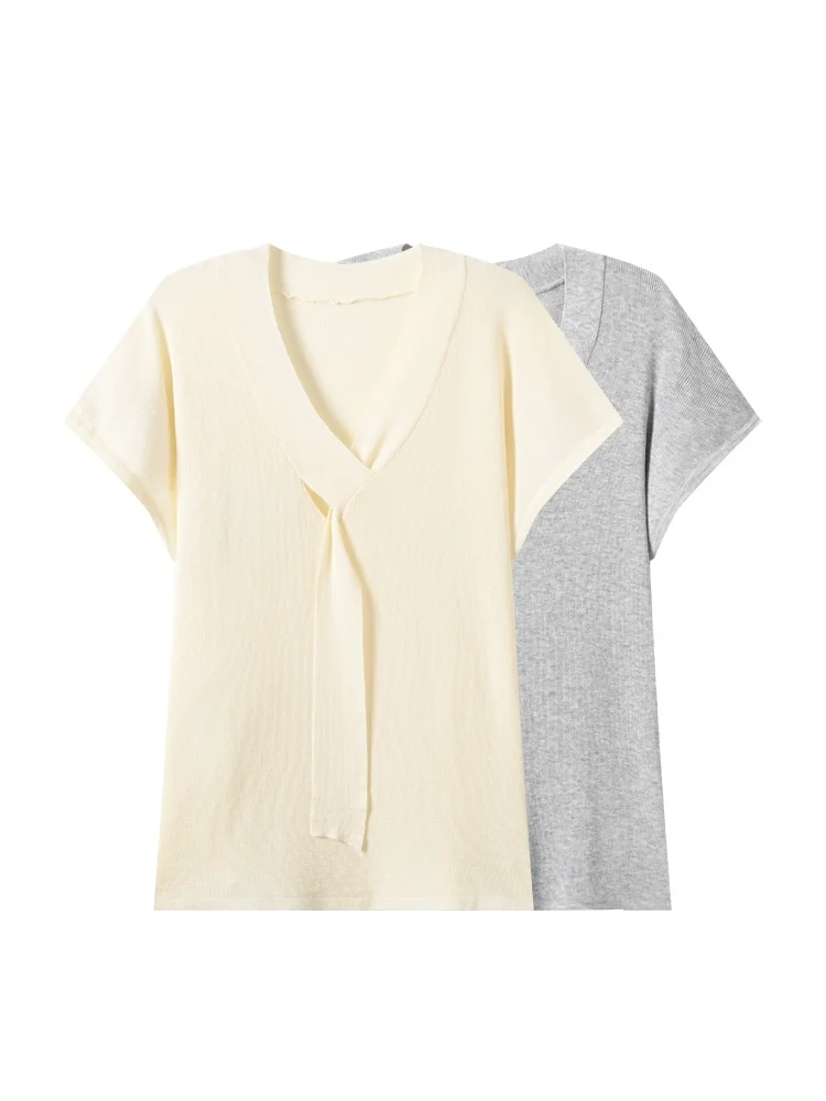 

CaraCLUB plus Size Women's T-Shirt Short Sleeve V-Neck Summer New Style Versatile Casual Top for Plump Sister Anti-Aging