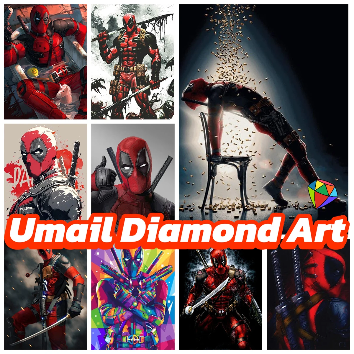 

Villain Hero Diamond Painting Kit Deadpool Picture DIY Diamond Cross Stitch Embroidery Fan Collect Gift Mosaic Comics Home Decor