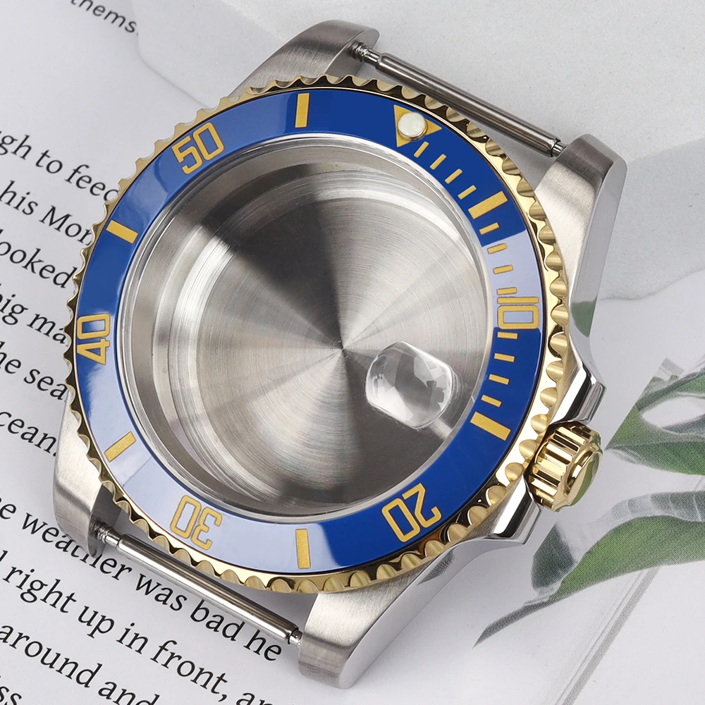 Boîtier de montre en or et argent 40 mm, saphir NH35 pour Seiko NH35 NH34/36 NH70 7S26 Miyota 8215 ETA2824, cadran 28,5 mm, 20 ATM, pièces Submariner