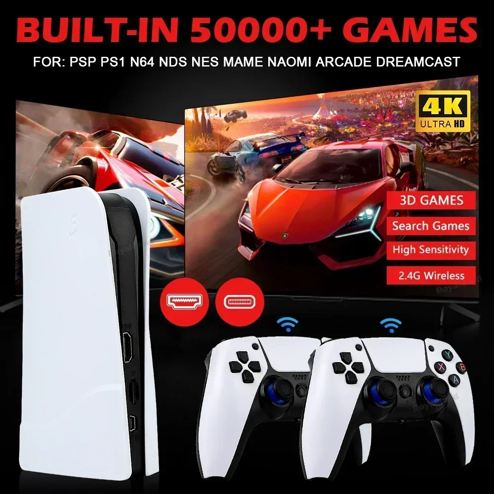 GB5 لعبة فيديو وحدة التحكم 256G 50000 + ألعاب ريترو HDTV صندوق الألعاب 5 مع اثنين من لوحة الألعاب 45 محاكي ل PS1/PSP/NDS/N64 عصا الألعاب