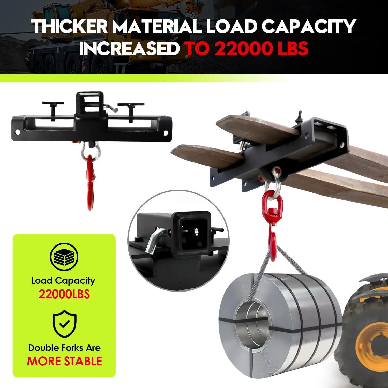 Light and heavy-duty forklift hooks, forklift hooks, fork cranes