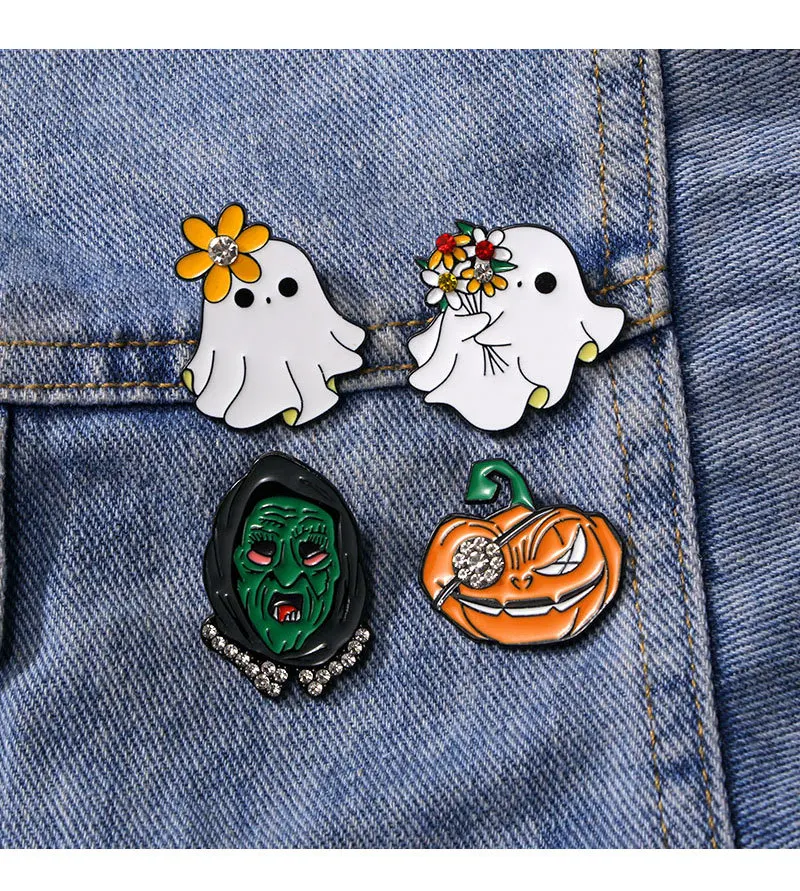 

Halloween brooch cute ghost cartoon badge horror mask chest flower holiday commemorative gift decoration waist buckle