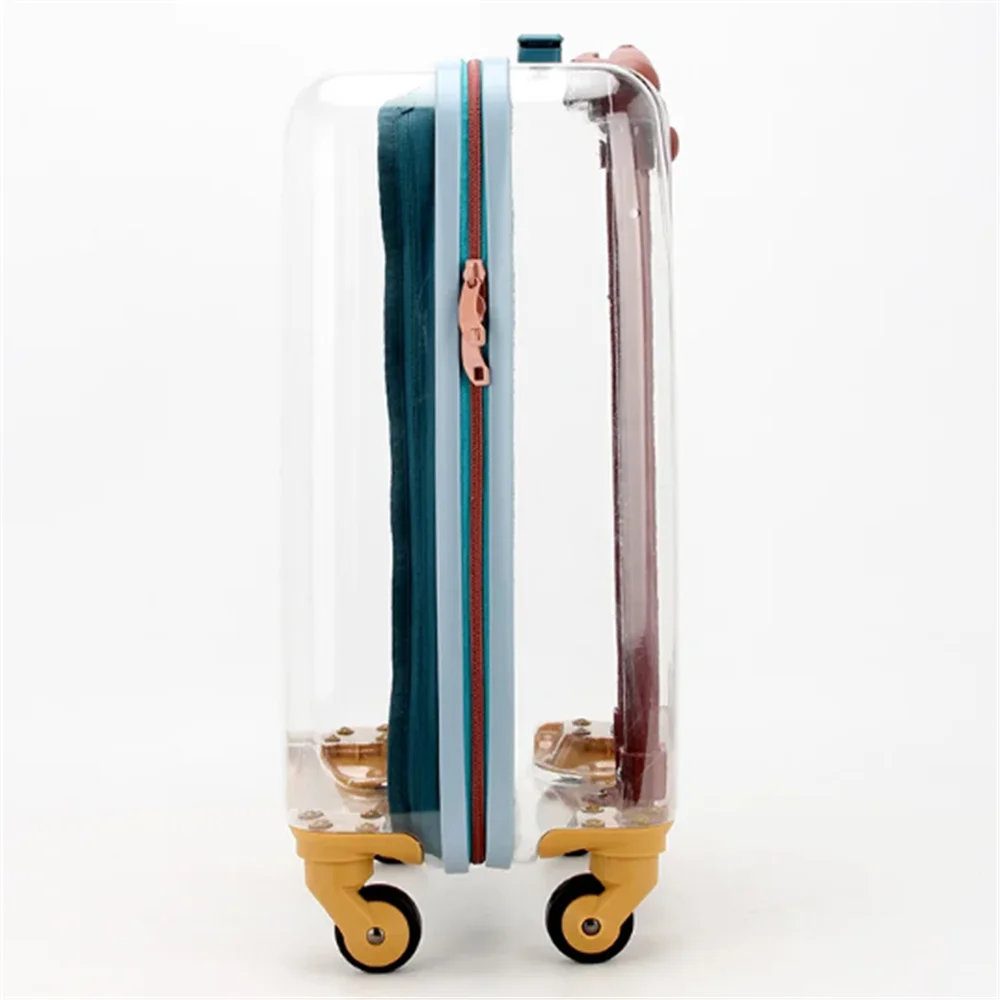 Transparent Suitcase 20 inch Small Light Boarding Luggage Cabin Size Trolley Case