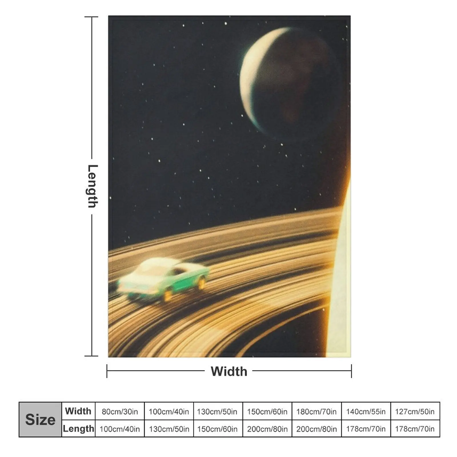 Saturn Highway - Retro-Futuristic Collage Artwork Design Adventure and Exploration Throw Blanket Bed Blankets