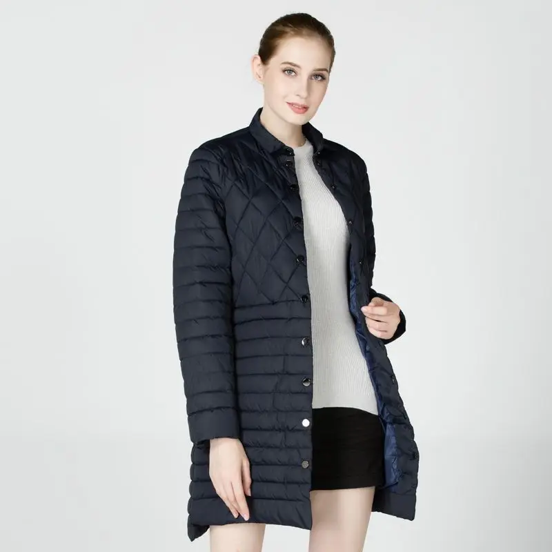 Piumini leggeri da donna collo alto corto imbottito in cotone giacca invernale lunga imbottita scena Casual Parka monopetto donna