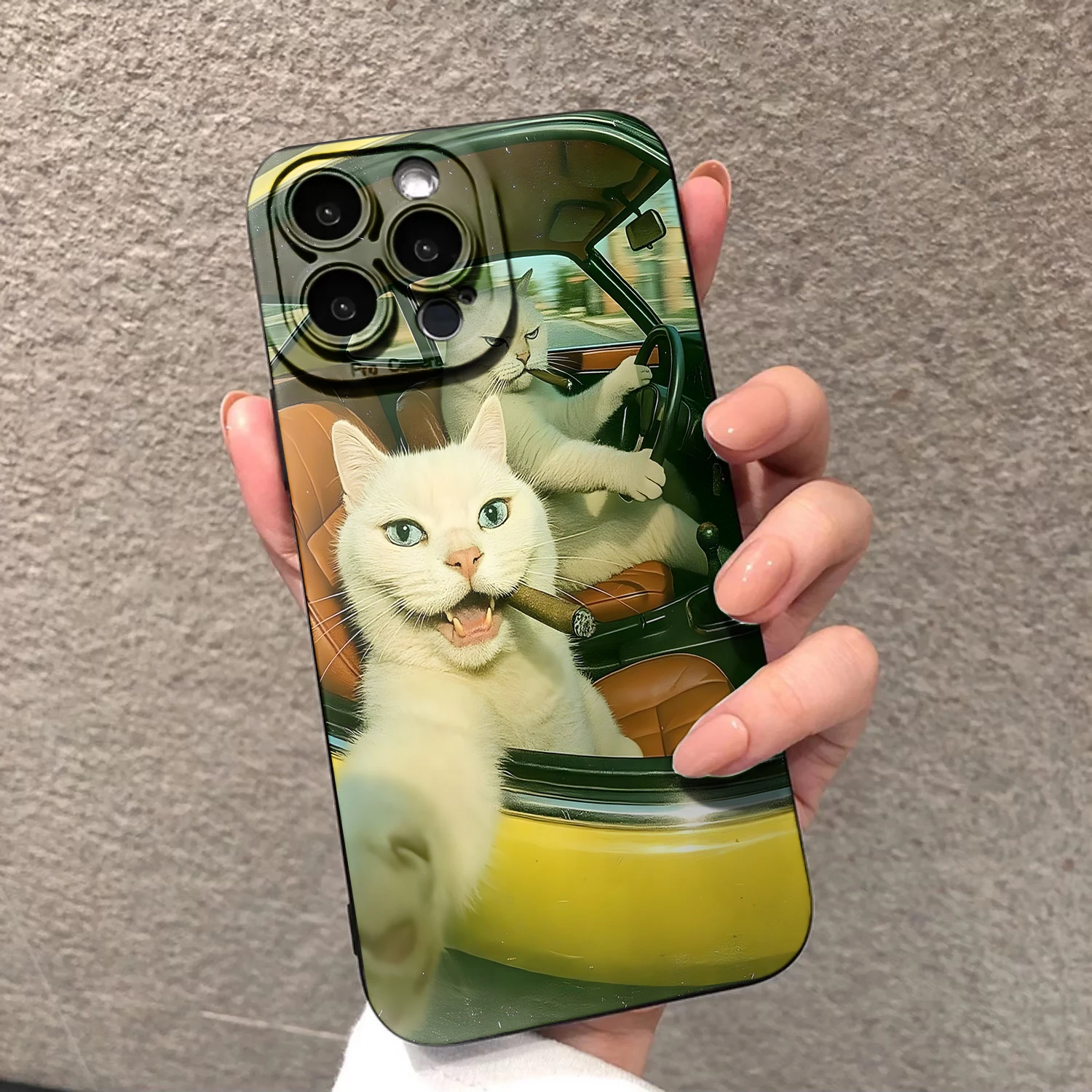 Crazy Racing Cat meme Lustige Silikonhüllen für iPhone 17 16 15 14 Pro Max Plus Hülle iPhone 13 12 11 7 8 XS XR Stoßfeste Coque – Detail 4