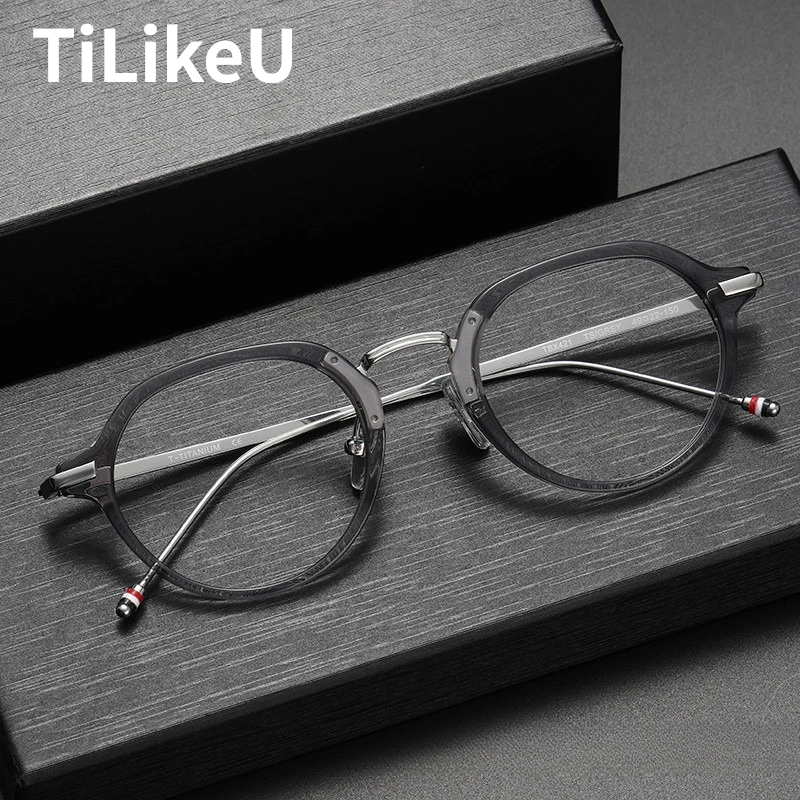 2024 Vintage Titanium Acetate Glasses Frames Men Women Retro Round Reading Prescription Eyeglasses Optical Spectacle USA Styles