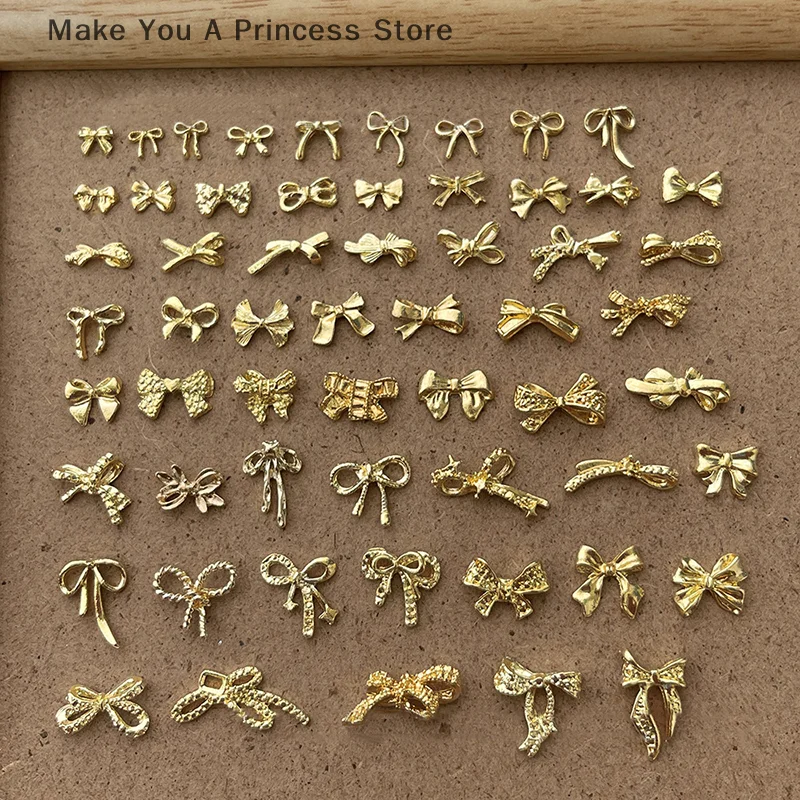 

20Pcs Alloy Ribbon Bow Nail Charms Flat Back Bowtie Nail Art Decorations Luxury Metal Bowknot Manicure