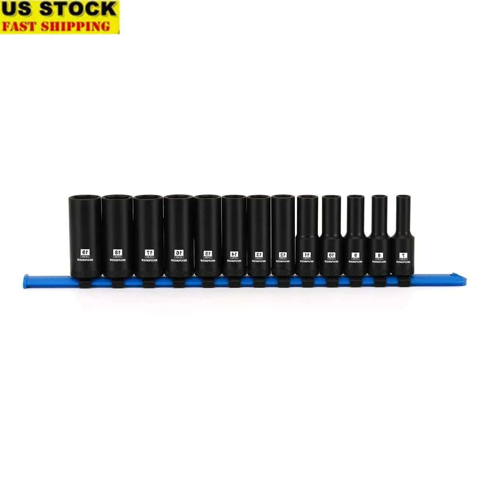 مجموعة مقابس التصادم المغناطيسي العميق 13 قطعة 6 نقاط 7-19 مللي متر متري CR-MO قضبان التخزين قسط الكروم الصلب نصف القطر الزاوية تصميم