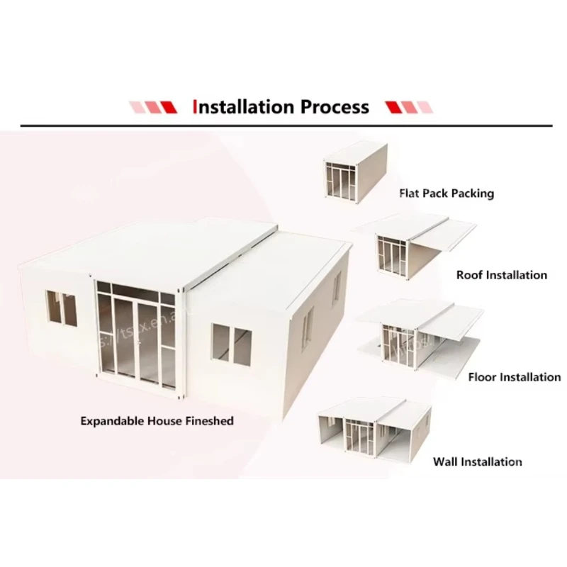 منزل صغير متنقل 3 4 غرف نوم قابلة للطي منازل جاهزة 20 قدم 40 قدم منزل حاوية فاخر قابل للتوسيع