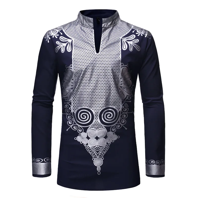 Túnica Abaya árabe islámica para hombre, cuello levantado con estampado étnico, camisa juvenil de longitud media, abrigo de lujo, ropa musulmana para hombres, moda