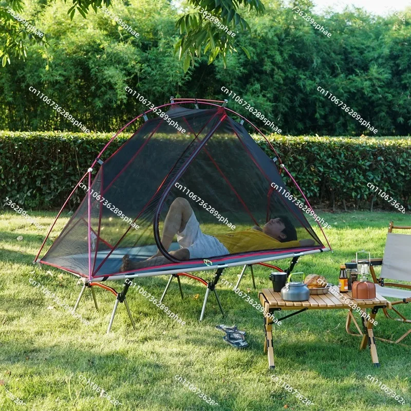 Outdoor off-ground tent camping folding bed portable aluminum alloy mosquito net windproof fishing tent